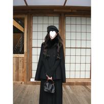chaebol daughter wool double-sided woolen cloak woolen coat women's autumn and winter short woolen coat L gray