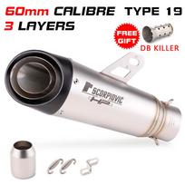 51MM 60MM Išmetimo Moto Vamzdis Motociklo Išmetimo Duslintuvas Su DB žudiku pcx 125 c650gt tmx530 cb500 z400 r3 mt07 cbr650 C22 C23 TYPE-19 60MM