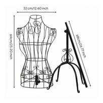 Rotating Torso Display Form with Adjustable Stand Decorative Wire-Frame Dress juoda