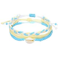 3Pcs/Set Bohemia Handmade Braided Rope Shell Bracelet for Women Fashion Summer Beach West Coast Wind Knitted Bracelets Jewelry D beige