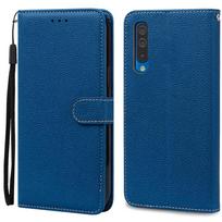 A70 dėklas Samsung Galaxy A70 dėklui Smūgiams atsparus odinis piniginės tipo atverčiamas dėklas Samsung A70 A 70 A705F dėklui Minkštas silikoninis dangtelis For Samsung A70 tamsiai mėlyna spalva