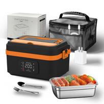 Wireless Heated Bento Box: Large-Capacity, Portable, and Insulated for Students and Office Workers. EU Standard tamsiai oranžinės spalvos