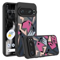 Matinis magnetinis dėklas Google Pixel 10 8 7 Pro 8A 7A Pixel 9 Pro XL Magsafe belaidžiam įkrovimui Geometrinis raštas Telefono dangtelis Google Pixel 8 gray