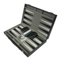 Leather Backgammons Board Game Set Travel Folding Board Game Portable and Travel Backgammons Set for Adult and Kids 1 gray