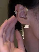 Butterfly Tassel Flower Ear Cuff: Elegant Fairy Earrings for Non-Pierced Ears black