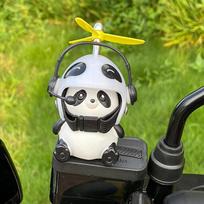 Motociklo vairo apdaila Dviračio elektrinis mielas panda animacinis filmukas su šalmu Sraigto ornamentai Važiavimo įrangos priedai white