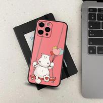Cartoon Animal Hippopotamus Phone Case For Apple iPhone 15,14,13,12,11,Pro,X,XS,Max,XR,Plus,Mini Soft Black Cover iPhone7 pink