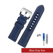 For Panerai Watch Strap Pam00984 00985 PAM111 PAM441 Stealth Nylon leather sole Bracelet Accessory 24 26mm large size for men 26mm Black Buckle blue
