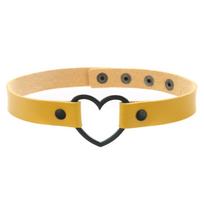 Goth Leather Heart Choker Necklace designed for Women Girls Adjustable Punk Collar Necklace Kawaii Cute Jewelry beige