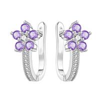 Elegant Orchid And Tulip Floral Hoop Earrings For Women Sophisticated Botanical Design Dainty Jewelry Gift white