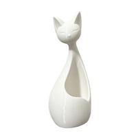 Yousheng Cute Cat-Shaped Sculpture, Hollow Out Ceramic Kitty Flower Pot with Smiling Face, Adorable Desktop Decor & Home Office Ornament, Gift for Cat balta