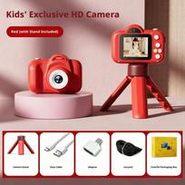 2026 New Kids Camera Cartoon Digital Camera with Stand HD Photo Video Recorder Mini Toddler Toy Birthday Gift for Boys Girls red
