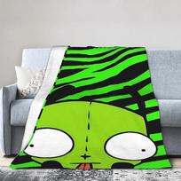 Invader Zim Taco Gir Y2K Cartoon Knitted Blanket Fleece Throw Blankets Bed Sofa Decoration Soft Warm Bedspread Size: 75*100cm, Weight: 230 GSM black
