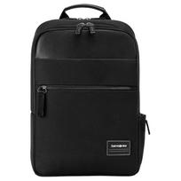 Samsonite Heves 14 Inch Brand Logo Zipper Closure Fabric And Leather Combination Backpack Unisex backpack Black TT0-09003 Basic Set (Bag) black