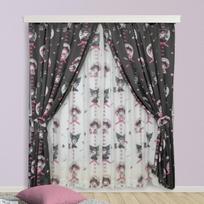 Sanrio My Melody Kuromi Set Blackout 2 Lace 100cm x 135cm & 4-Piece (2 Curtains, Curtains) Length. Washable. (SB-685-S/SB-686-S) gray