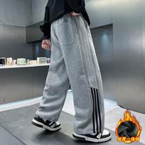 Boy Winter Loose Fit Fleece Lined Spliced Sweatpants 170cm pilka
