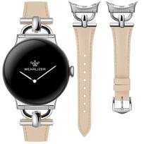 Genuine leather strap for Google Pixel Watch (41mm), stylish and slim genuine leather strap smėlis