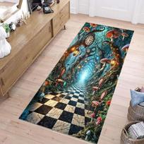 Alisa Stebuklų šalyje Pilies Bėgikas Kilimas Fantazijos Šachmatinė Lenta Rožių Sodo Spaudinys Grindų Kilimėlis Plaunamas Minkštas Kilimas Koridoriui Miegamajam 40X120CM black