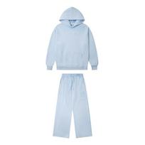 Mens Fleece-Lined Hooded Sweatshirt Straight Leg Jogger Set Casual Sportswear Winter S gray