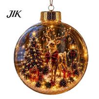 Warm Atmosphere Night Lights Glowing Christmas Scene Ornament Ball with LED Light for Tree Hanging And Gifts Enthusiasts Tabletop Decor, Transparent black