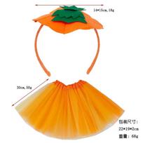 Halloween Pumpkin Costume Set for Kids Tutu Skirt with Headband Party Cosplay Outfit orange