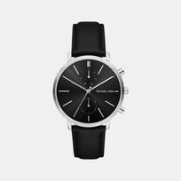 MICHAEL KORS Blake Men's Quartz Chronograph Watch Black Dial Leather Strap 42mm MK9208 juoda