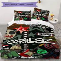Gorillaz Pattern Bedding uilt Set uilt Cover Pillowcase Home Decoration Birthday Gift (1 * duvet cover + 2 * pillowcase without core) 200x200cm