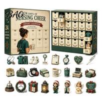 Acrylic Miniature Props 2026 Career Advent Calendar, 24-Day Countdown Box with Mini Occupation Calendar Figures, Community Helper Ornament Set, A black