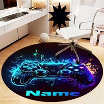 Custom Name Game Controller Printed Round Rug Carpet Chair Rug Area Rug Entryway Doormats,for Office Chair Living Room Bedroom Kitchen Room. 80cmx80cm brown