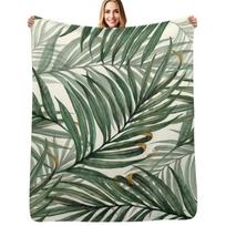 Palm Leaves Throw Blanket Shaggy Furry Soft Blanket for Bedroom Living Room 102x76cm(40x30in) gray