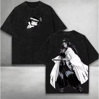 BLEACH Shihouin Yoruichi Manga Graphic Print T-shirt, Retro Washed Cotton Oversized Harajuku Streetwear Unisex Short Sleeve Tee Tops XXL black