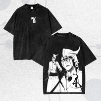 BLEACH Shihouin Yoruichi Manga Graphic Print T-shirt, Retro Washed Cotton Oversized Harajuku Streetwear Unisex Short Sleeve Tee Tops XXXL black