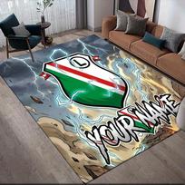 Custom Name Legia Warsaw Flannel Pattern Square Carpet,Area Rug,Carpet Rug for Living Room Bedroom Sofa Playroom Decor,Non-slip Floor Mat 60x90cm( 23x35in )