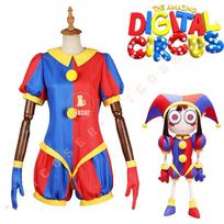 Pomni Cosplay Costume The Amazing Digital Circus Cartoon Uniform Hat Gloves Halloween Party for Women Men Costume Cos Props M blue