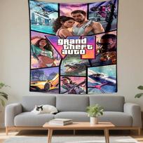 Grand Theft Auto collage action scenes retro style Patterned tapestry for bedroom and living room home decor sofas 180x230cm(70x90in)