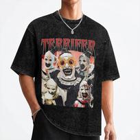 Movie Terrifier 3 Art The Clown T Shirts Washed 100% Cotton Oversize T-Shirt Halloween for Men Women Streetwear Printed Tees S black