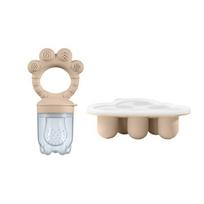 Kūdikių maisto kramtukas ir ledukų padėklas rinkinys beige