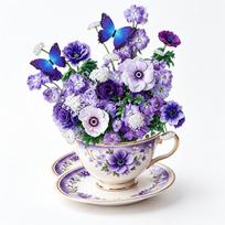 Multicolor 3D Paper Art Card Pop Up Design Flower Bouquet Card Pop Up Greeting Card  For Birthday 4 blue