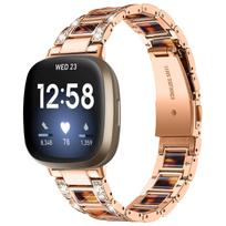 Deimantinis dirželis skirtas Fitbit Versa 4 3 Sense 2 juostų išmaniajam laikrodžiui Priedai Dervos nerūdijančio plieno metalinė apyrankė Fitbit Versa 3 dirželis For Fitbit Versa 4 gray