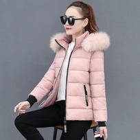 New Short Cotton-padded Clothes Women's Winter Coat Cotton-padded Jacket Slim-fitting Thickened Large Fur-neck Cotton-padded Clothes XL
