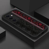 Sudėtingo rašto smūgiams atsparus dėklas, skirtas Samsung S25 Ultra S24 FE S23 A56 A36 A16 A15 A55 A35 A26 A17 A37 A57 5G S26, matinė objektyvo apsauga, TPU telefono dangtelis Samsung A27 juoda