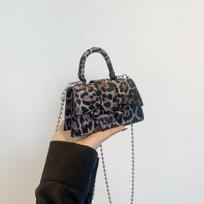 Odinė PU rankinė per petį su trumpa rankena mini monetinė smėlio laikrodžio formos rankinė vintažinė dizainerio leopardo raštas prabangi mada black