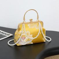 Women's clutch bag Embroidered messenger bag Retro temperament handbag Women's bag with horse dress beige