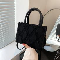 Women's Small Square Bag Diamond Shaped Pattern Raw Edge Shoulder Bag Fashion Trend Crossbody Bag Female Handbag CLE 20x9x16cm juoda