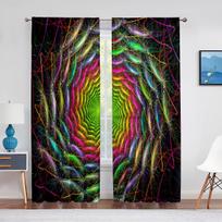 Psychedelic Multi Colour and Trippy Art Tulle Curtain for Living Room Bedroom Decor Sheer Curtains Room Kitchen Window Treatment 1 PCS W100XH250cm&Grommet Top brown