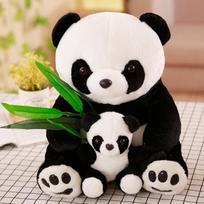 Sichuan Black and White Bamboo Leaf Panda Doll Mother and Child Simulation Red Panda Rag Doll Plush Toy Gift for Daughter 40cm white
