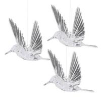 Kolibrių kabinami papuošalai Skaidrūs skraidantys paukščiai su kabliukais lubų dekoravimui Vestuvių Kalėdų vakarėlio reikmenys 10cm 3pcs white