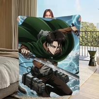 klasikinis karštas anime menas šaunus L-Levi Ackerman chibi flanelinis šiltas komfortas minkštas pliušinis pledas sofa svetainė miegamasis kelionės dovana 130x150cm black
