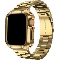 Nerūdijančio plieno dirželis Apple Watch Ultra 49mm 10 46mm 42mm, TPU dėklas+dirželis Iwatch 9 8 7 6 5 4 45mm 44mm 41mm 40mm Apyrankė S10 46mm auksas