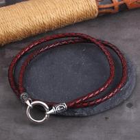 Šiaurės vikingų runų pakabuko karoliai su atsegamu apvaliu užsegimu, nerūdijančio plieno grandinėle ir medine dovanų dėžute no box&60cm black